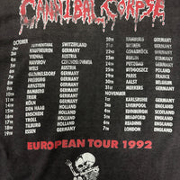 Cannibal Corpse 1992 European Tour Vintage T-Shirt