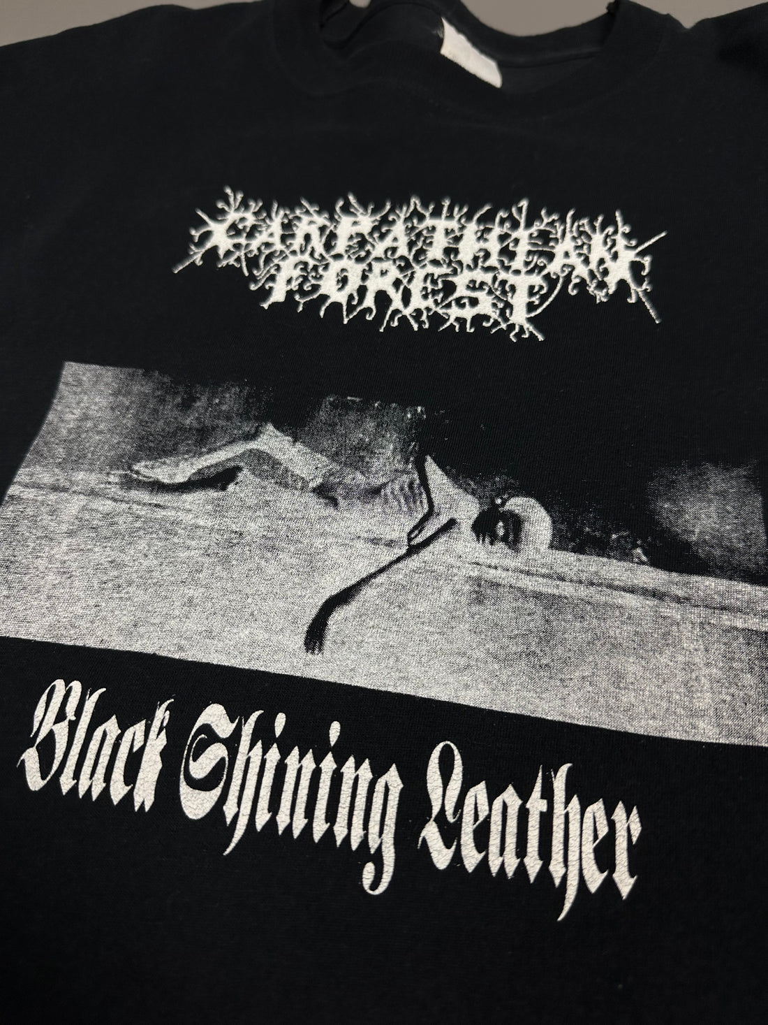 Carpathian Forest 1999 Black Shining Leather Vintage T-Shirt